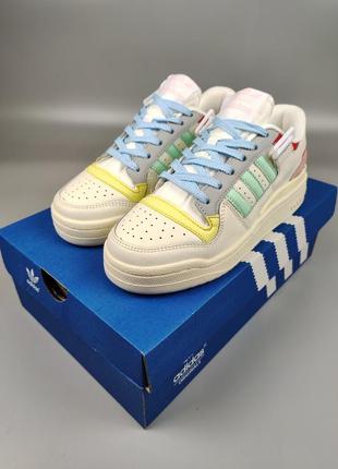 Кроссовки женские подростковые adidas forum low white mint