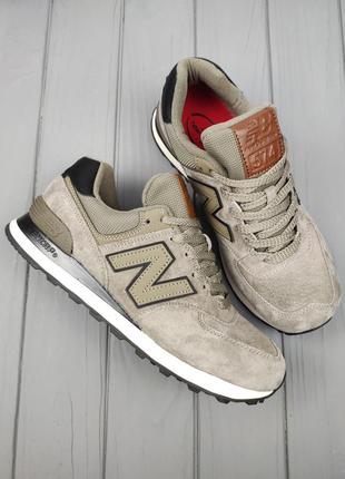 Кроссовки new balance 574 suede haki green