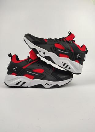 Кросівки nike air huarache x fragment black red white