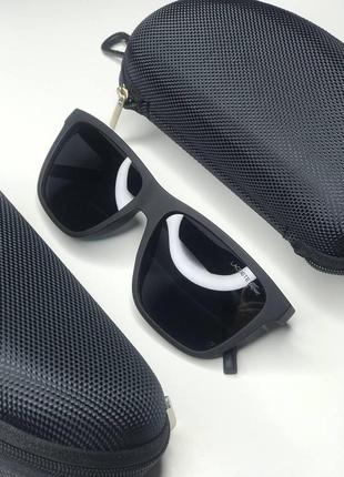 Чоловічі сонцезахисні окуляри lacoste чорні матові polarized прямокутні з поляризацією polaroid брендові