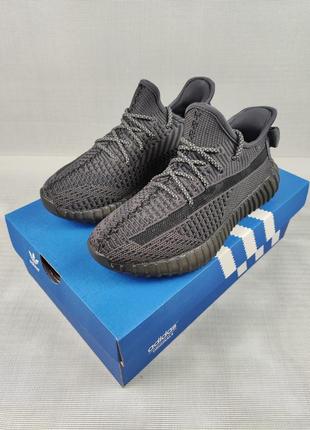 Кроссовки boost 350 black рефлективные шнурки унисекс 36-45