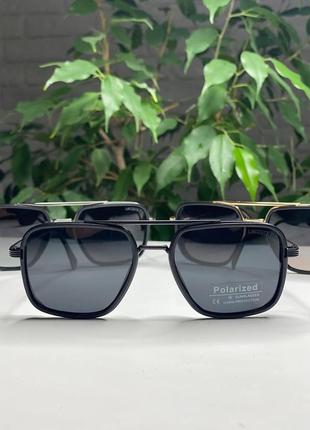 Мужские солнцезащитные очки lacoste черные polarized квадратные поляризованные с двойной переносицей