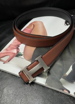 🔥 hermes leather belt brown/silver  ki66049