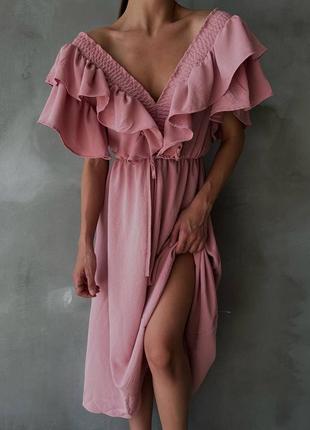 Изысканные платья 🌸🌸🌸
очень красивая легкая модель на лето 
• на плечах и талии резиночки