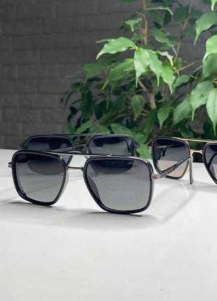 Чоловічі сонцезахисні окуляри lacoste чорні зі сріблом polarized квадратні поляризовані з подвійним переніссям