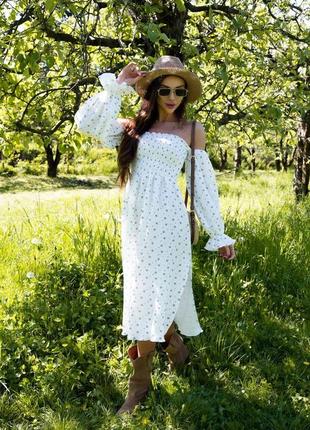 Літня сукня міді з мусліну принт