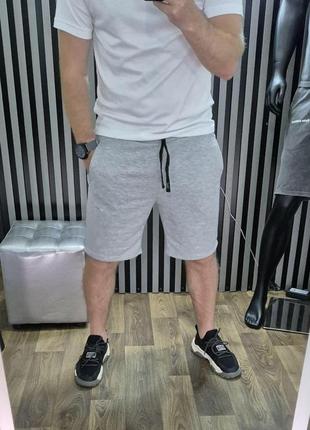 Мужские летние шорты серый до колен двунитка m-2xl