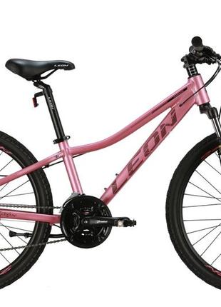 Велосипед алюміній 24" leon junior am dd рама-12" рожевий з чорним (матовий) 2024