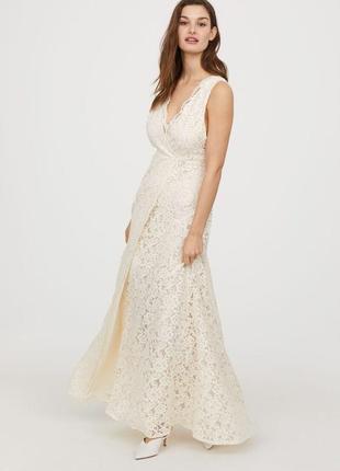 Весільна мереживна сукня айворі h&m