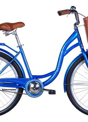 Велосипед сталь 26 dorozhnik aquamarine гальмівна рама-17" синій з багажником задн st з корзиною pl з крылом
