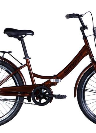 Велосипед сталь 24 formula smart гальмівна рама-15" коричневий з багажником задн st з корзиною pl з крылом st