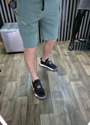 Чоловічі літні шорти олива до колін двонитка m-2xl