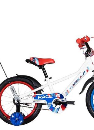 Велосипед st 16" formula race рама-8,5" білий з червоним та синім з крилом pl 2022