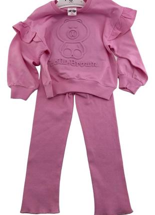 Спортивный костюм детский турция 3, 4, 5, 6 лет для девочки трикотажный розовый (кдм122)