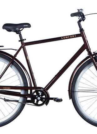 Велосипед сталь 28 dorozhnik comfort male velosteel frame-22 коричневий з багажником задн st з крылом st 2024