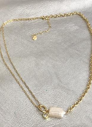 Женская цепочка на шею с барочной  жемчужиной