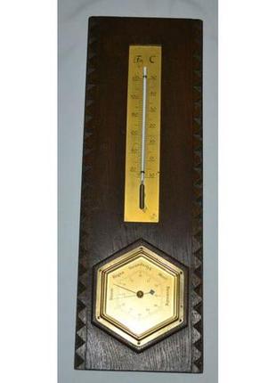Настенный старинный барометр,термометр1 фото