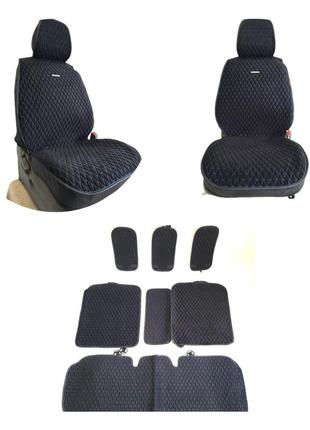 Накидки на сидения car fashion модель  rubin plus-рубин плюс комплект на все сидения / черн/черн/синий 22699
