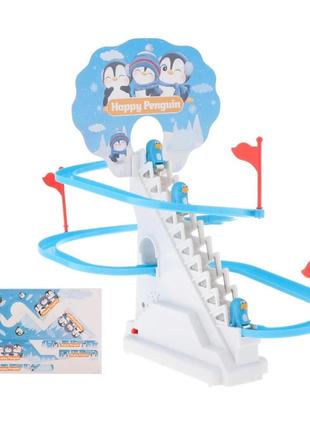 Музична іграшка-трек пінгвіни на гірці 3311 "happy penquim", синій із білим