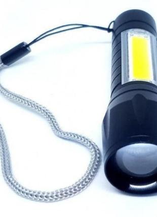 Мощный фонарь карманный аккумуляторный портативный police bl-511 на аккумуляторе с cob zoom usb в кейсе