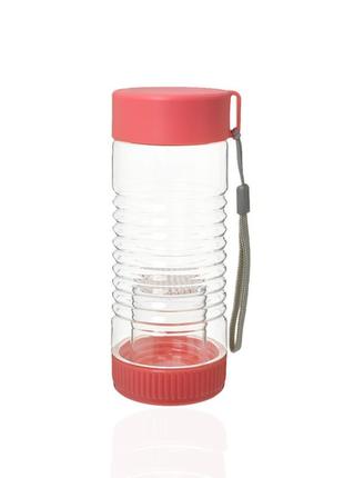 Пляшка пластикова 450ml із заварником для ягід і соку та чаю колір рожевий