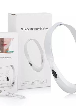 Апарат для підтягування підборіддя v face beauty meter 5 режимів 8 рівнів інтенсивності білий