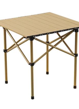 Стіл прямокутний складаний для пікніка в чохлі 53x51x50 см туристичний розкладний стіл бежевий