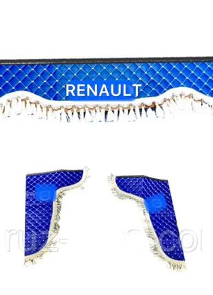 Шторы в кабину рено renault экокожа лобовое стекло-1 и боковые-2 цвет синий