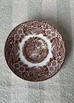 Тарелка (чайное блюдце) английская est.1847. broadhurst - the constable series, цвет коричневый, диаметр 14 см