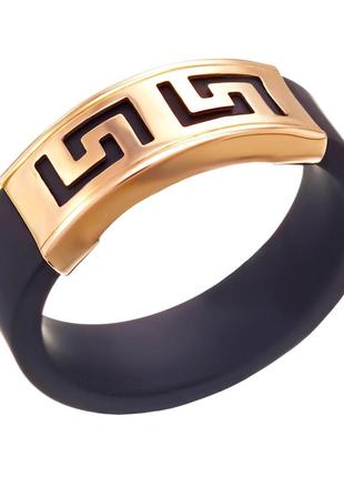 Перстень каучук з золотою вставкою