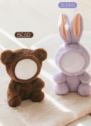 Іграшка-лампа led у формі ведмедика або зайця з bluetooth нічник-колонка