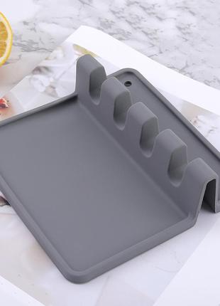 Підставка для кухонного приладдя silicone spoon rest gray