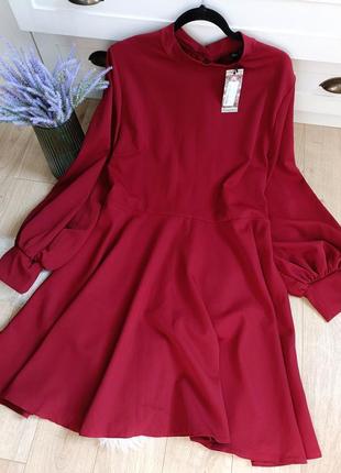 Платье-мини бордового цвета от boohoo, размер 5xl-6xl