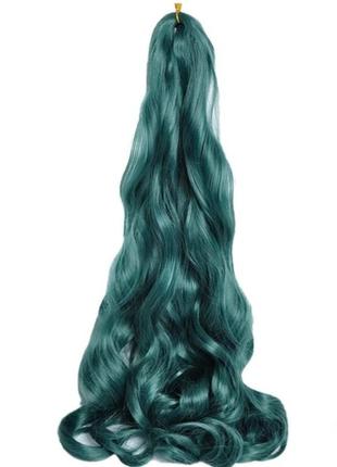 Штучне синтетичне хвилясте волосся смарагдове 56 см 765 г