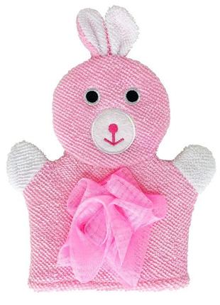 Мочалка-рукавичка "звірятка", рожева