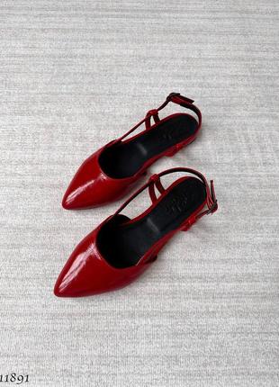 Женские слингбеки из натуральной кожи, кожаные туфли на низком ходу, мюли с острым носком, красные, черные, базовые, классические, с открытой пяткой