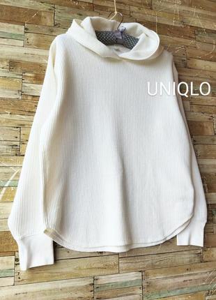 Uniqlo. оригинал. красивый худи. оверсайз. хлопок. цвет молочный
