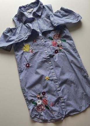 Котонова сукня з вишивкою river island 11-12 років