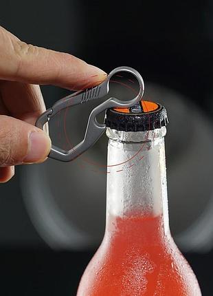 Титановый карабин titanium t14n, брелок-открывашка для ключей. открывалка для бутылок....