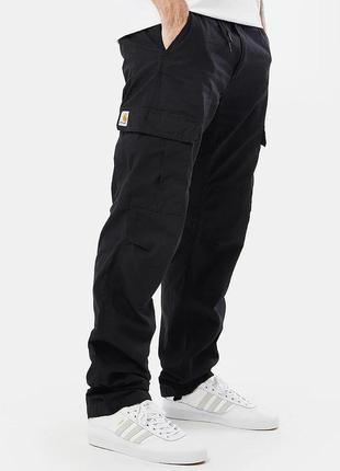 Крутые карго брюки carhartt wip aviation cargo pants washed black