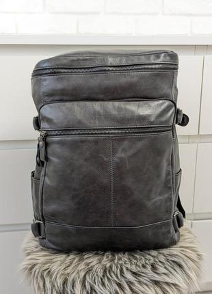 Рюкзак шкіряний темно-сірий