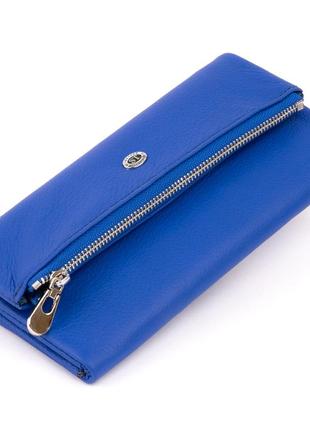 Клатч конверт с карманом для мобильного кожаный женский st leather 19268 синий