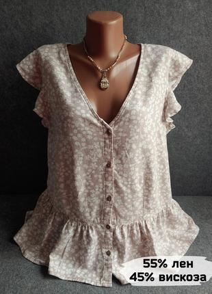 Натуральная блуза (лен вискоза) из смесового льна 48-50 размера