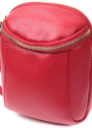 Яркая сумка интересного формата из мягкой натуральной кожи vintage 22340 красная