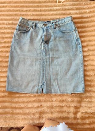 Удлиненная юбка джинсовая