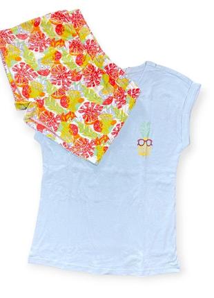 Пижама на девочку на лето 134 см 8-9 лет шорты+футболка