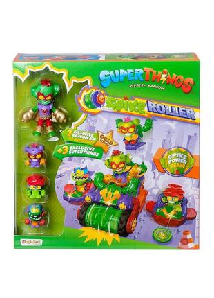 Игровой набор superthings «kazoom kids» s1 – спайк-роллер кактус (3 машинки, казум-кид, 3 фигурки)