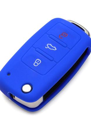 Гумовий чохол на ключ skoda octavia a5 tour fabia / vw golf 5 6 passat b5 b6 jetta / seat leon toledo синій