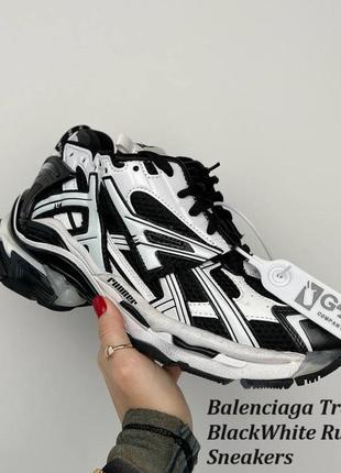 Кросівки balenciaga trainer black/white runner sneakers