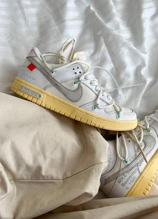 Кроссовки женские nike sb dunk x off white beige, беж, вьетнам